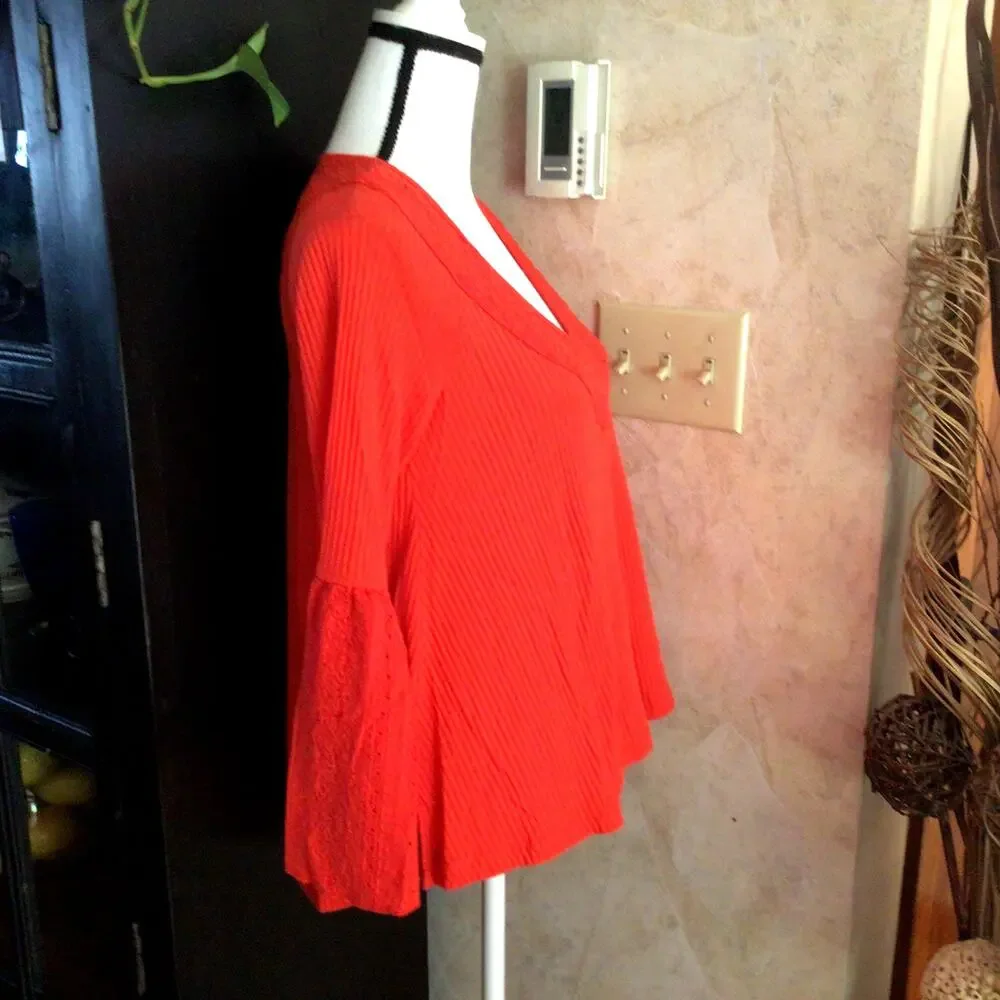 Free People Parisian Nights Vermillion Boho Top Sz XS